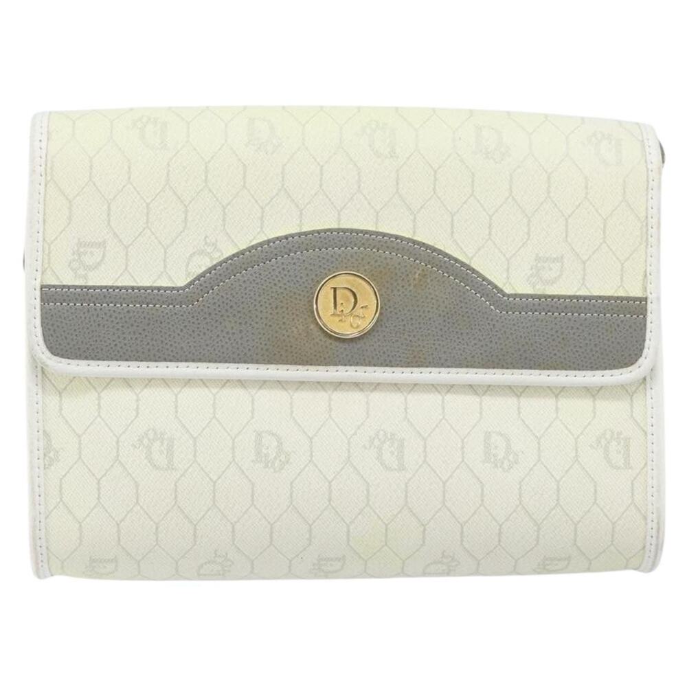 Dior Honeycomb Canvas Shoulder Bag White Gold